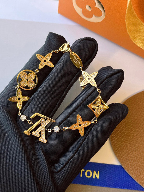 اسواره لويس فيتون ذهبية زركون ناعمة بشعارات اسواره louis vuitton