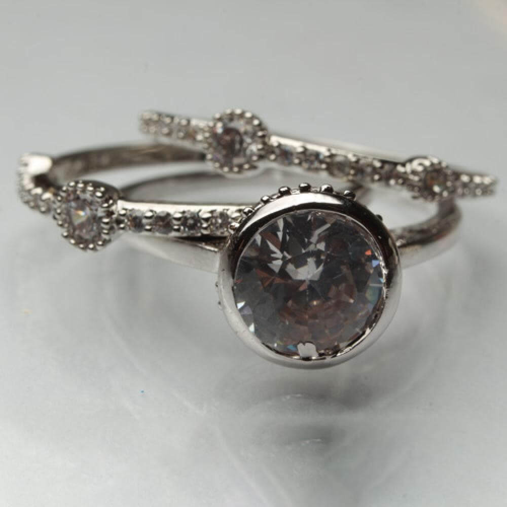 خاتم سوليتيير توينز خواتم متوفر 2 لون فضي 5