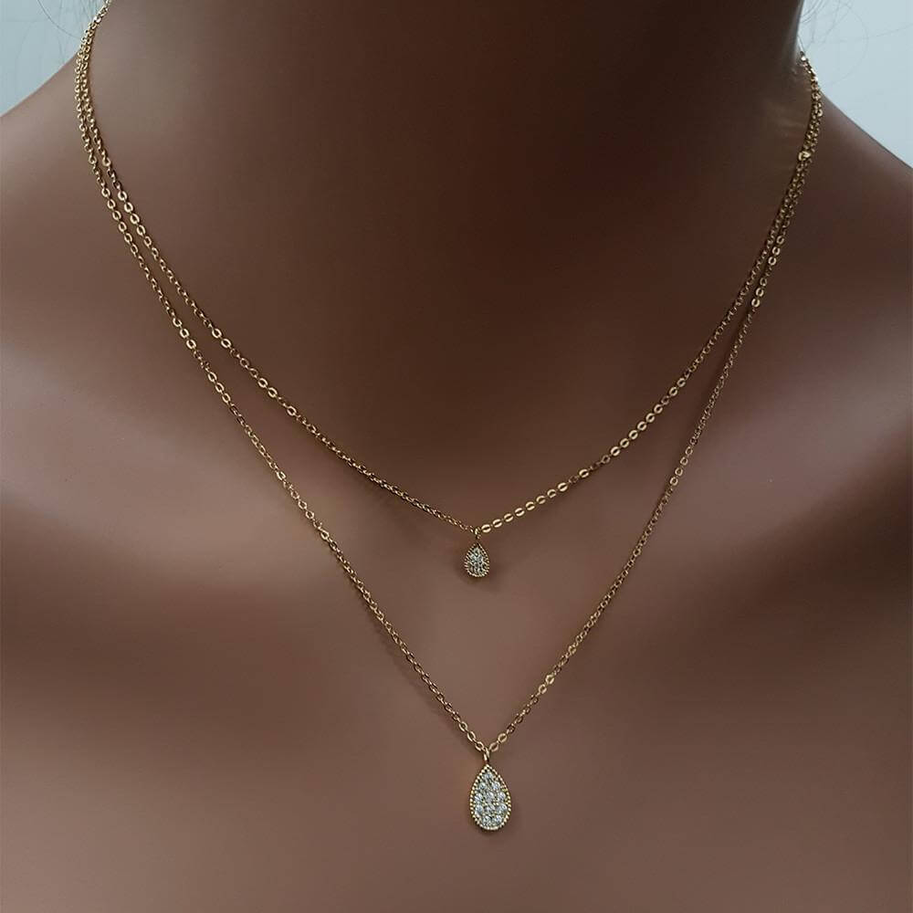 سلسال طبقتين دمعه زركون سلسال متوفر 2 لون