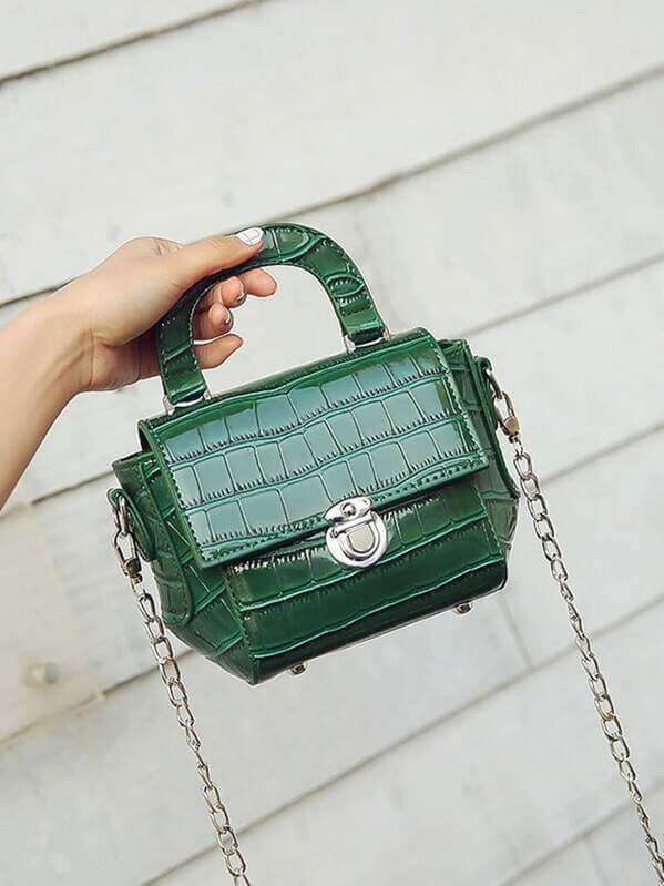 حقيبة كتف خضراء جلد السلحفاة شنط وحقائب شنط