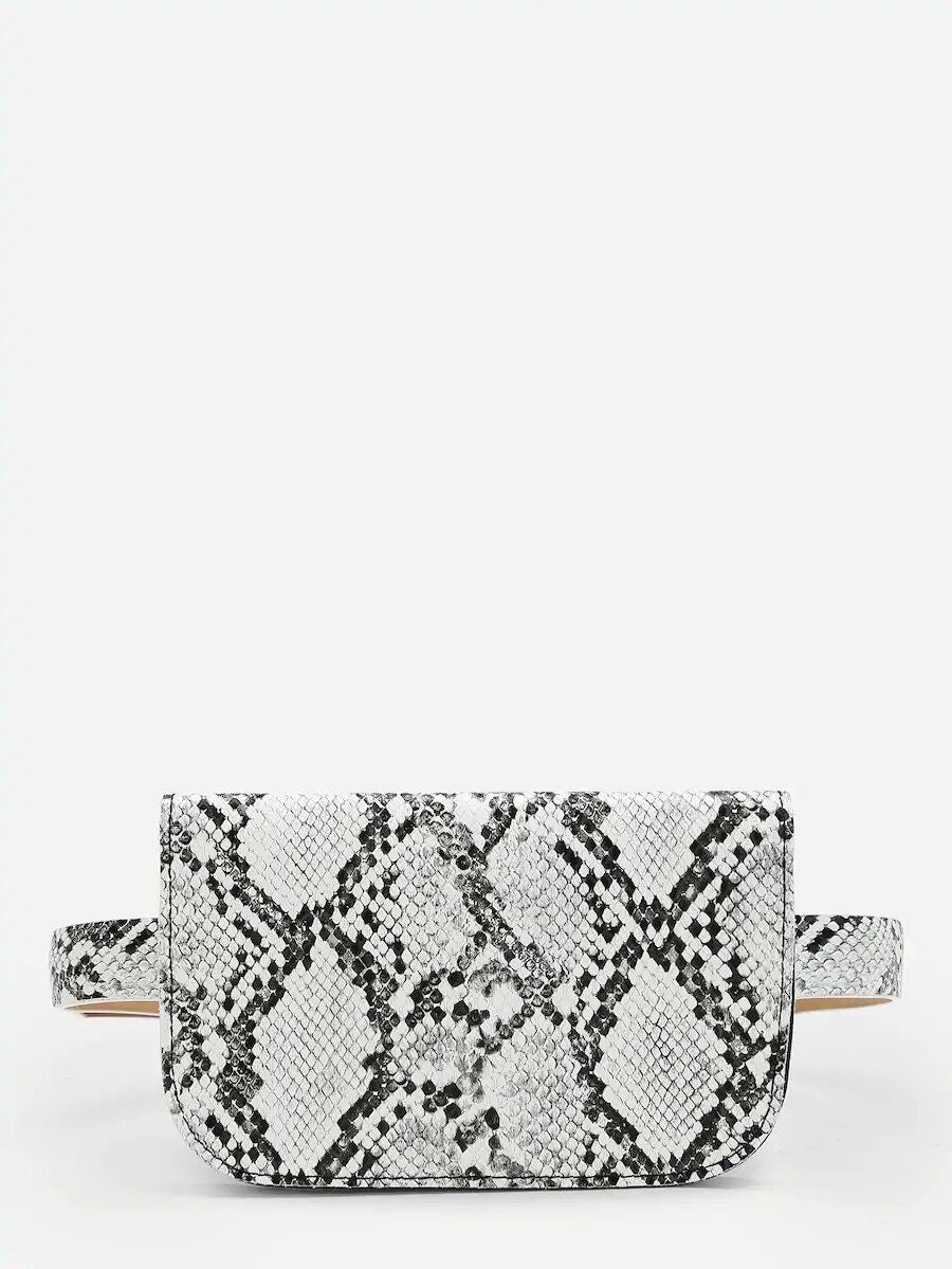 شنطة جلد ثعبان بحزام للخصر شنط وحقائب شنط ابيض