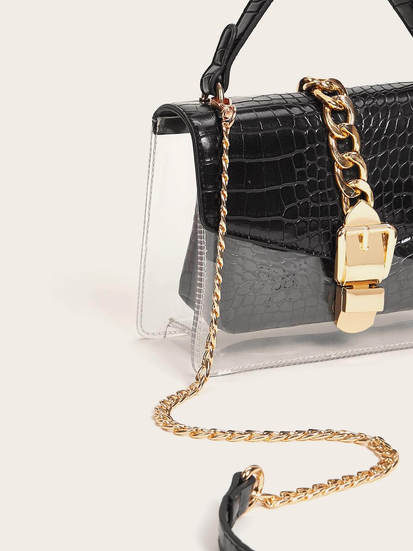 حقيبة شفافة باللون الاسود شنط وحقائب شنط