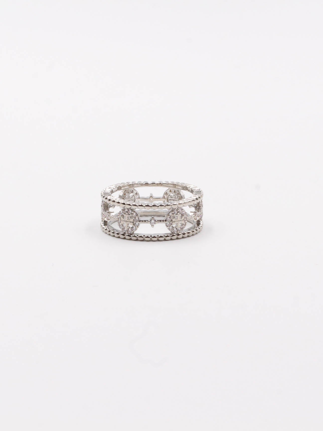 Tory Burch Cubic Zirconia Ring - خاتم توري بورش زركون خواتم tory burch فضي 6