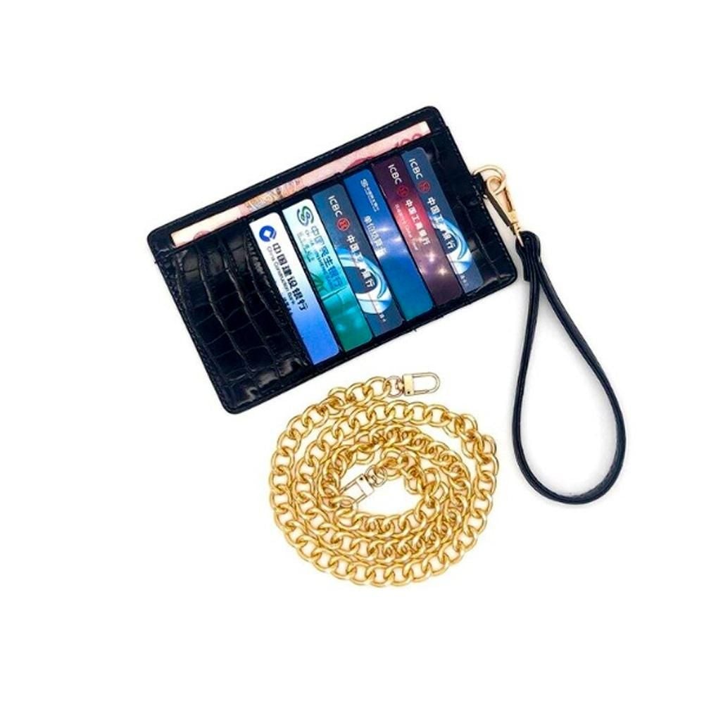 محفظة جوال وكروت جلد التمساح محافظ بوك اسود ذهبي