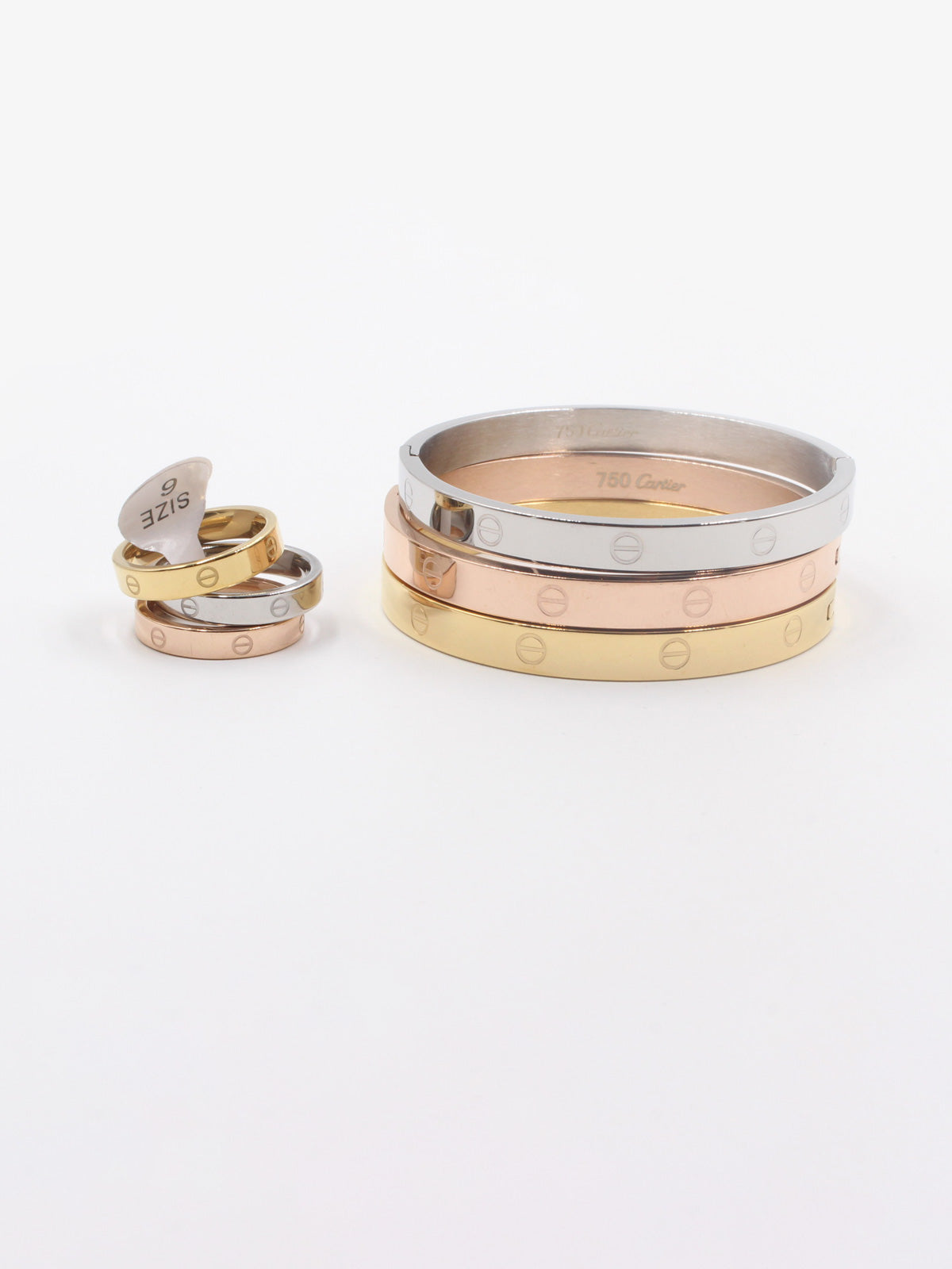 اساور كارتير نسائية مع خواتم 4 اسواره CARTIER