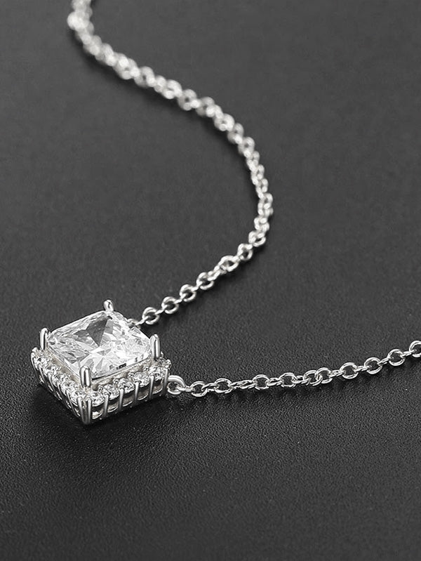 سلسال مربع زركون ناعم سلسال jewel فضي