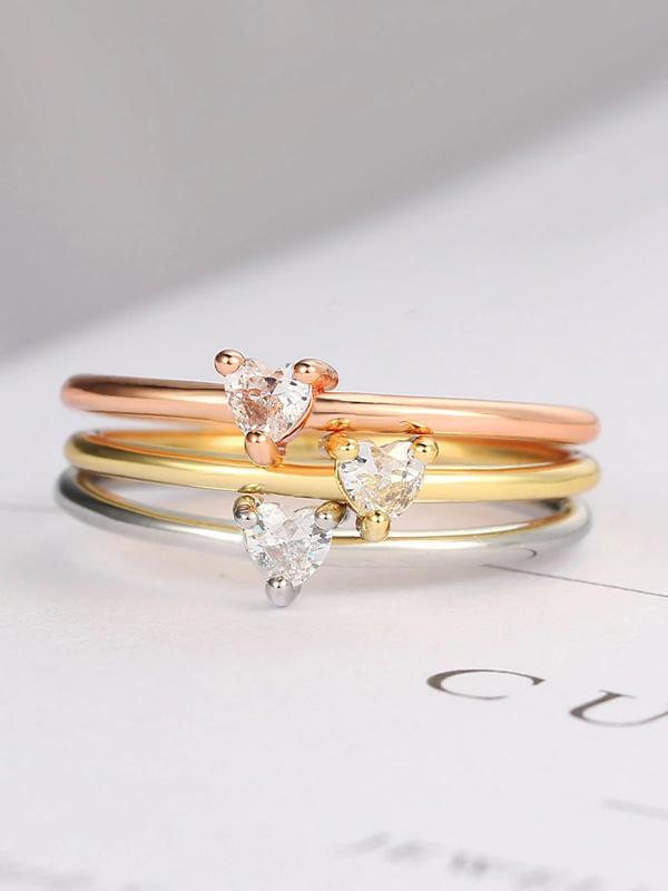 خاتم قلب زركون ناعم خواتم متوفر 1 لون