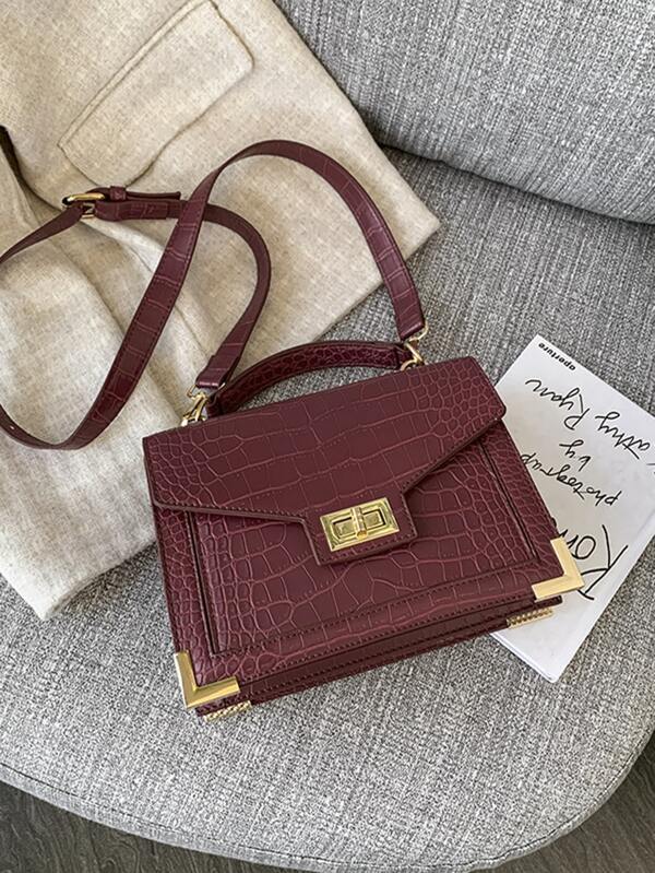 شنطة جلد تمساح شنط وحقائب شنط عنابي