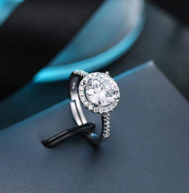 خاتم سوليتير زركون فضي خواتم متوفر 1 لون