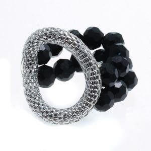 خاتم سيركل وذ بلاك ستون خواتم متوفر 3 لون اسود فضي فري سايز - قابل التحكم بالقياس