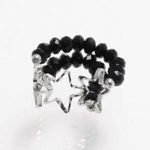 خاتم ستار شينز خواتم متوفر 2 لون اسود فضي فري سايز - قابل التحكم بالقياس