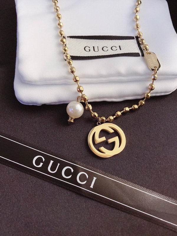 سلسال قوتشي بيرل ذهبي سلسال gucci ذهبي