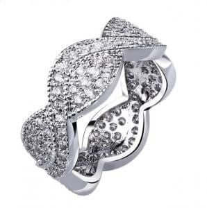 دبله زركون شكل متعرج خواتم متوفر 2 لون فضي 7