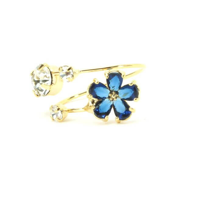 خاتم كوري كريستال خواتم متوفر 6 الوان كحلي ذهبي فري سايز - قابل التحكم بالقياس