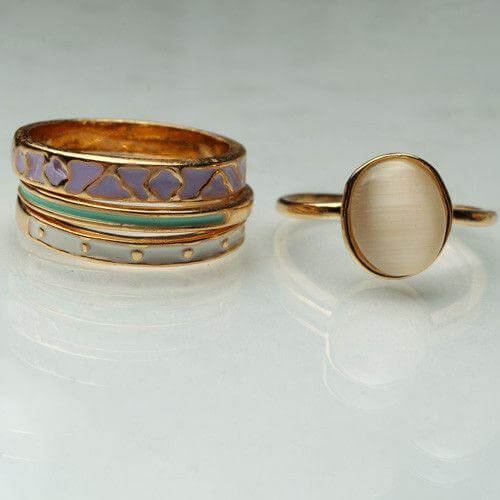 خواتم توينز4 قطع ملونه خواتم متوفر 2 لون موف ذهبي 8