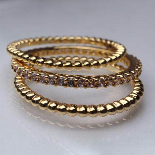 خواتم توينز زركون ناعمه خواتم متوفر 2 لون ذهبي 7.5