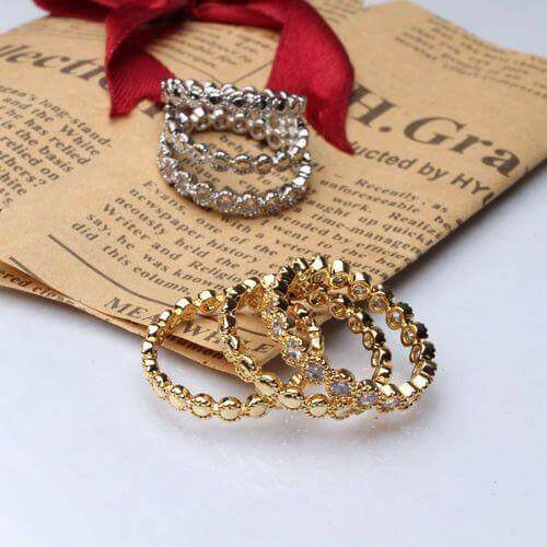 خاتم توينز زركون من 3 قطع خواتم متوفر 2 لون