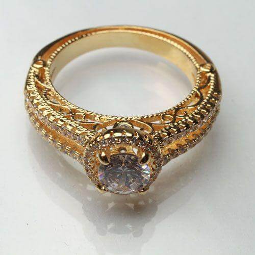 خاتم زركون فص سوليتير خواتم متوفر 2 لون ذهبي 8