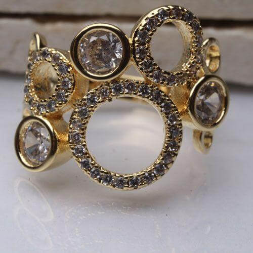 خاتم زركون بشكل دوائر خواتم متوفر 2 لون ذهبي 6