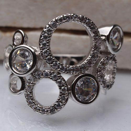 خاتم زركون بشكل دوائر خواتم متوفر 2 لون فضي 6