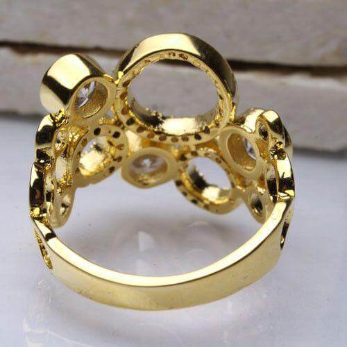 خاتم زركون بشكل دوائر خواتم متوفر 2 لون ذهبي 7