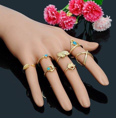 مجموعة 7 خواتم خواتم متوفر 2 لون