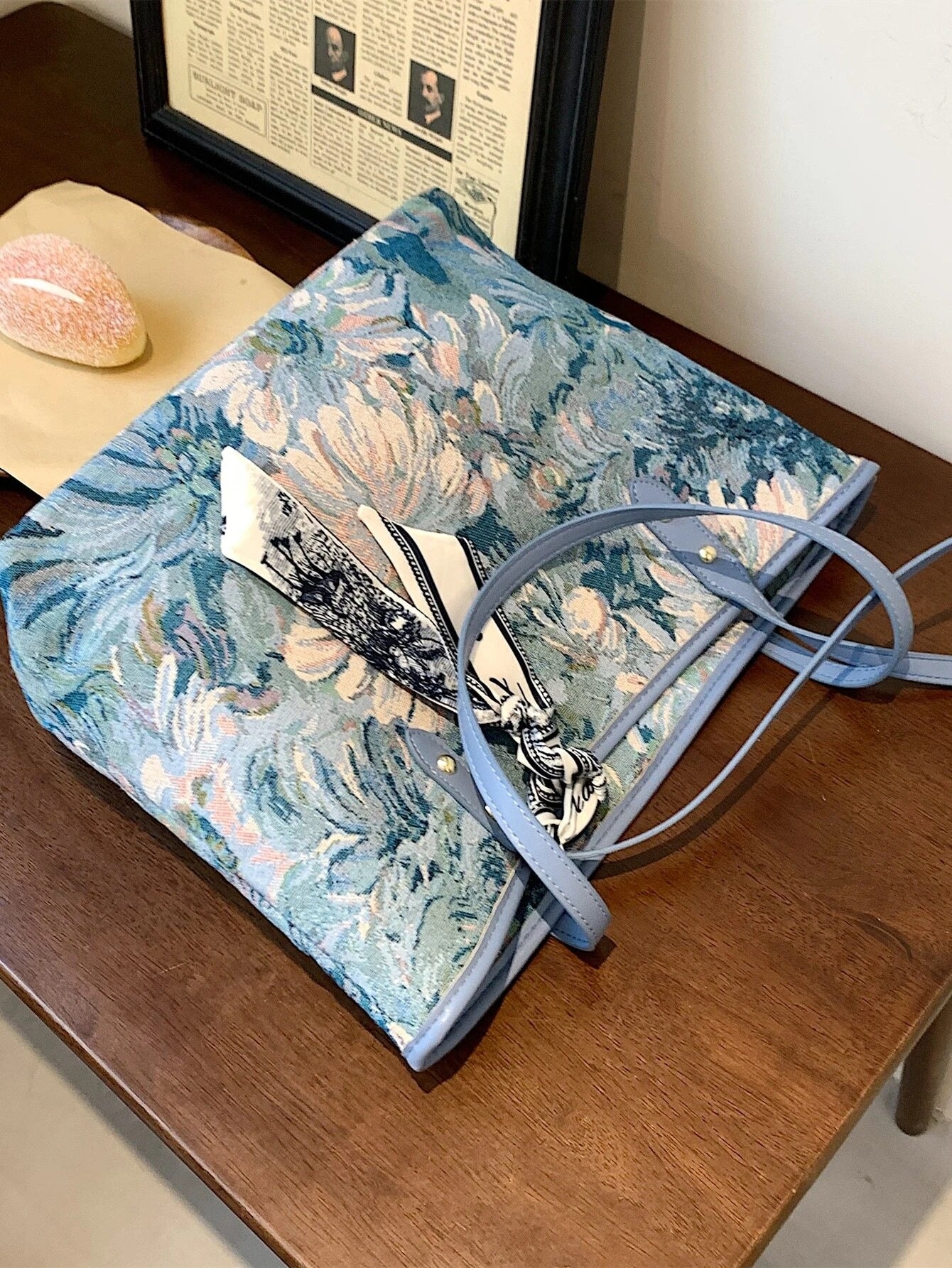 حقيبة يد كتف زهور سماوية شنط وحقائب شنط