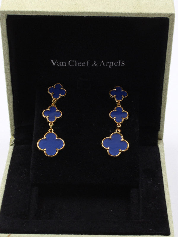 فان كليف حلق وردات طويل صدف طبيعي حلق van cleef ازرق