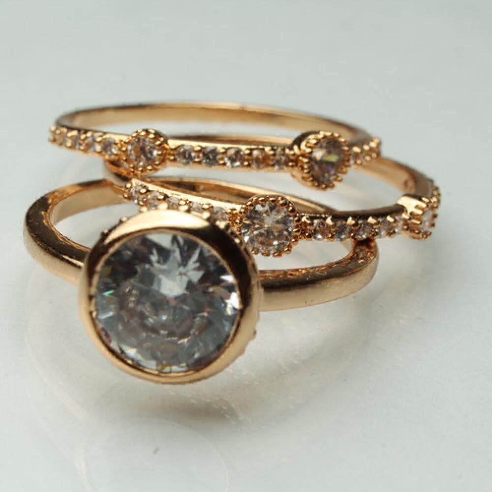 خاتم سوليتيير توينز خواتم متوفر 2 لون ذهبي 6