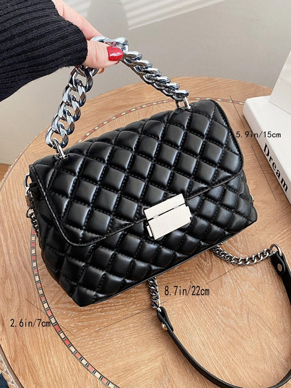 شنط كتف بخطوط مربعة بسلسلة شنط وحقائب شنط