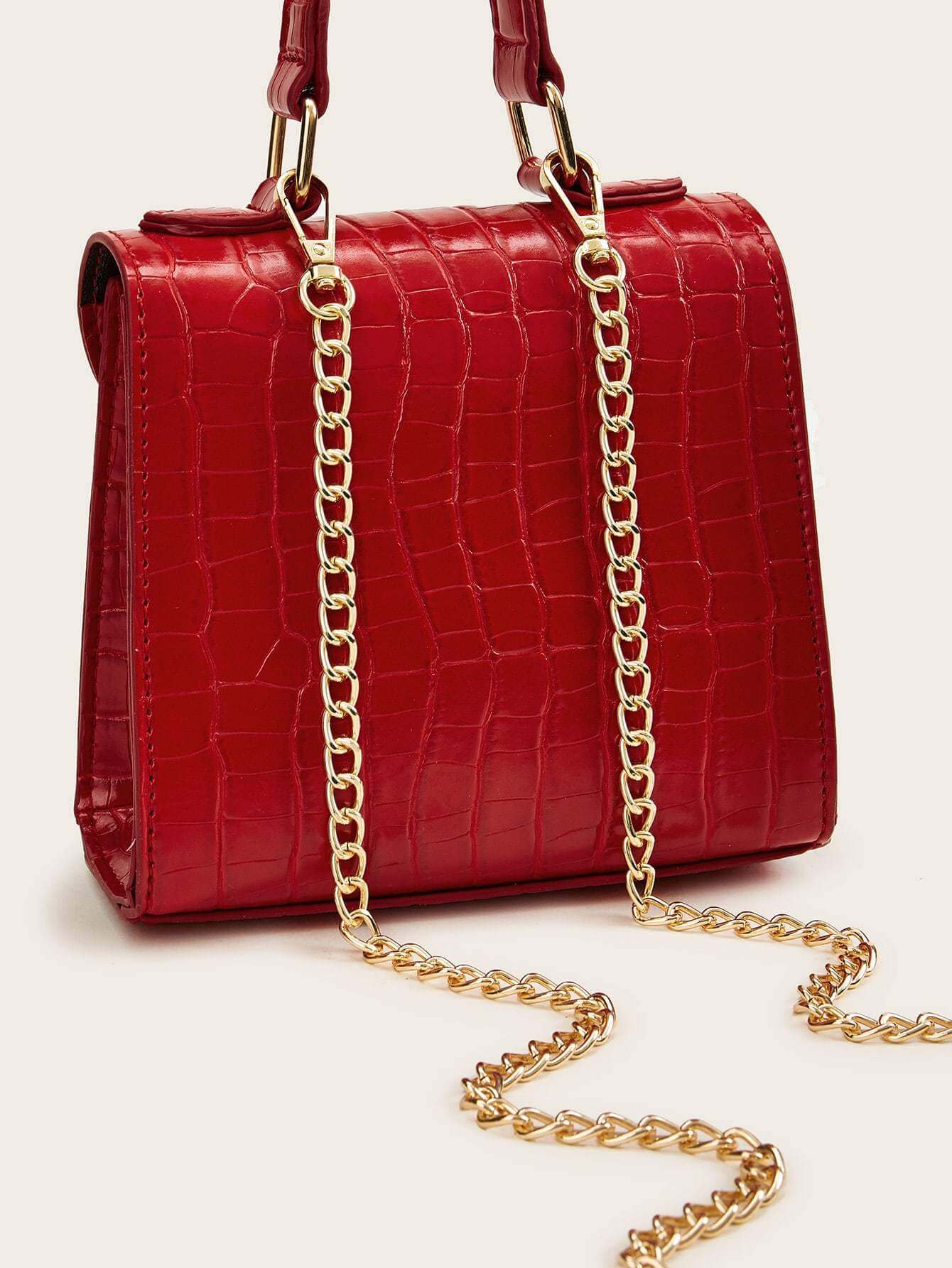 حقيبة كتف بنقشة جلد تمساح شنط وحقائب شنط