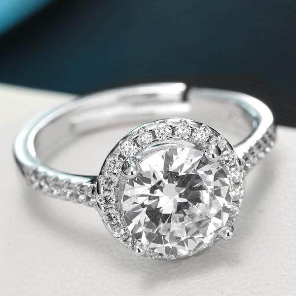 خاتم سوليتير زركون فضي خواتم متوفر 1 لون