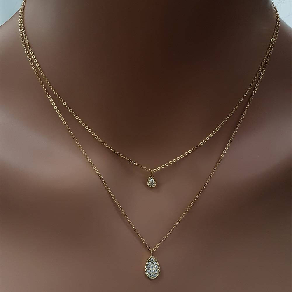 سلسال طبقتين دمعه زركون سلسال متوفر 2 لون