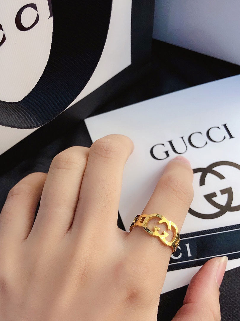 خاتم قوتشي ذهبي لوقو خواتم gucci