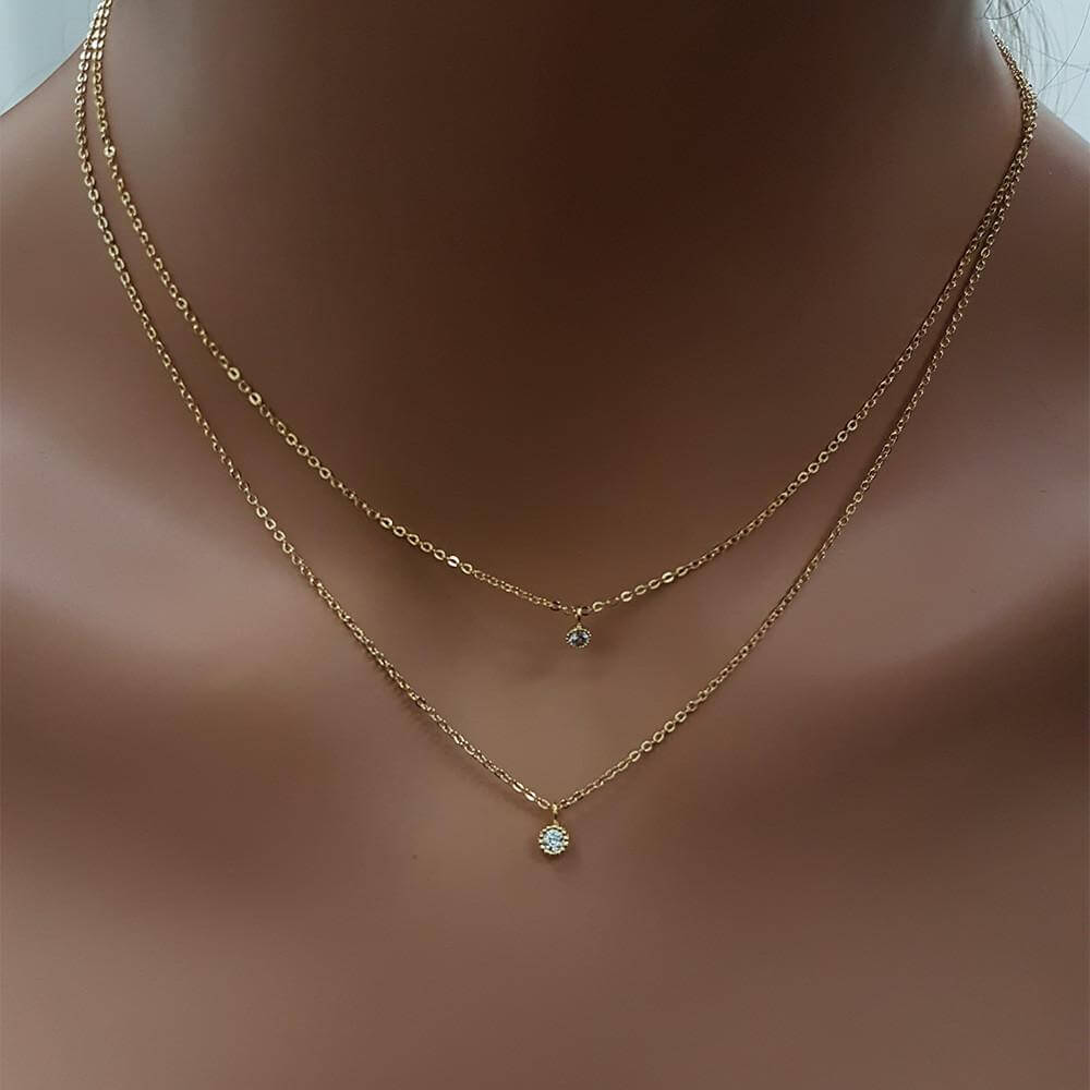 سلسال طبقتين زركون مدور صغير سلسال متوفر 2 لون