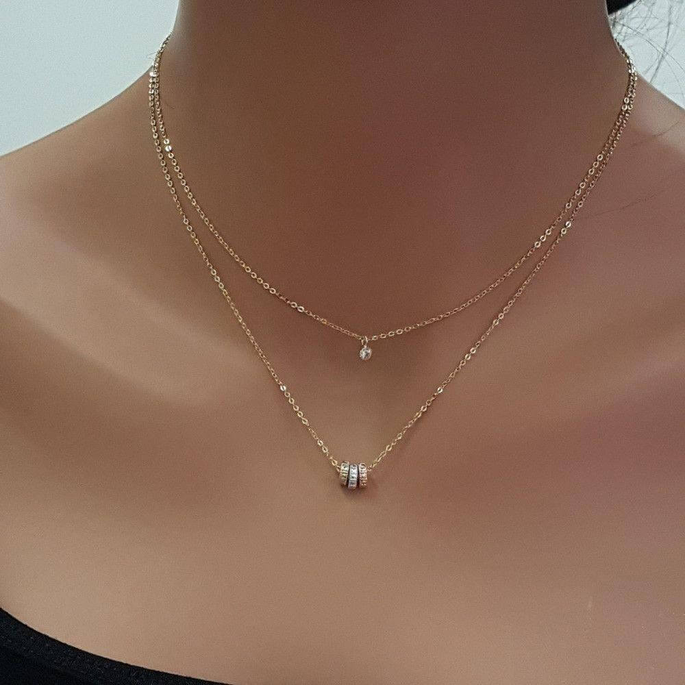 سلسال طبقتين بحلقات معدنيه ملونه سلسال متوفر 2 لون