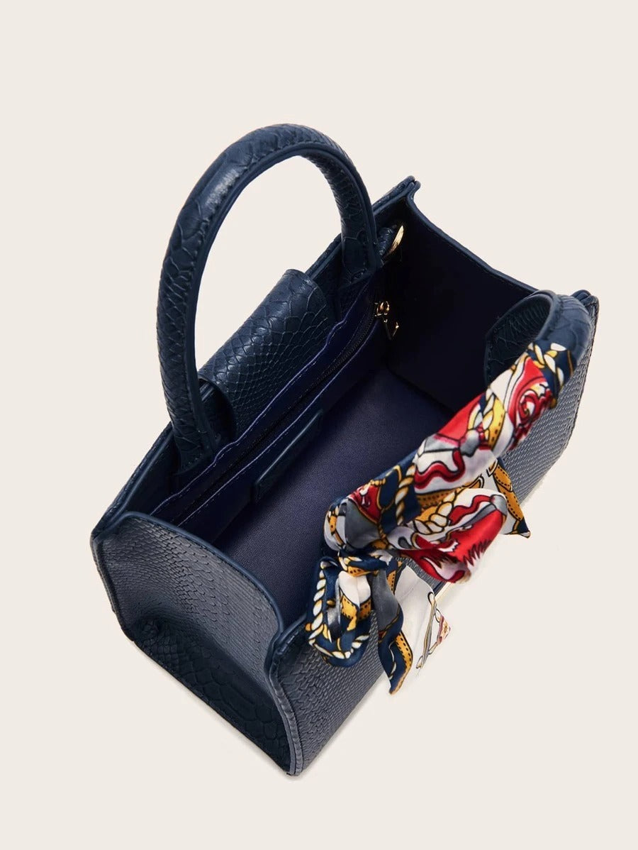 حقيبة كتف جلد بوشاح ملون شنط وحقائب شنط