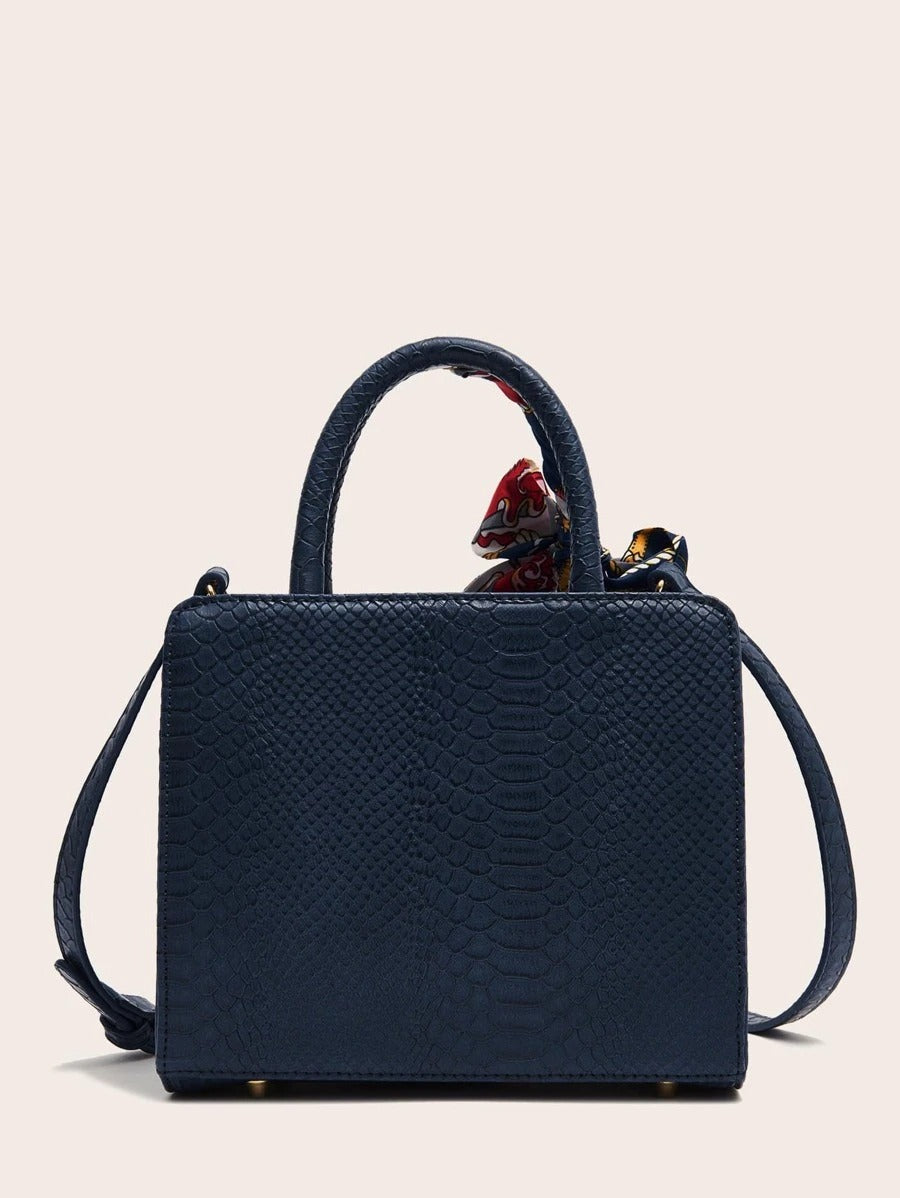 حقيبة كتف جلد بوشاح ملون شنط وحقائب شنط