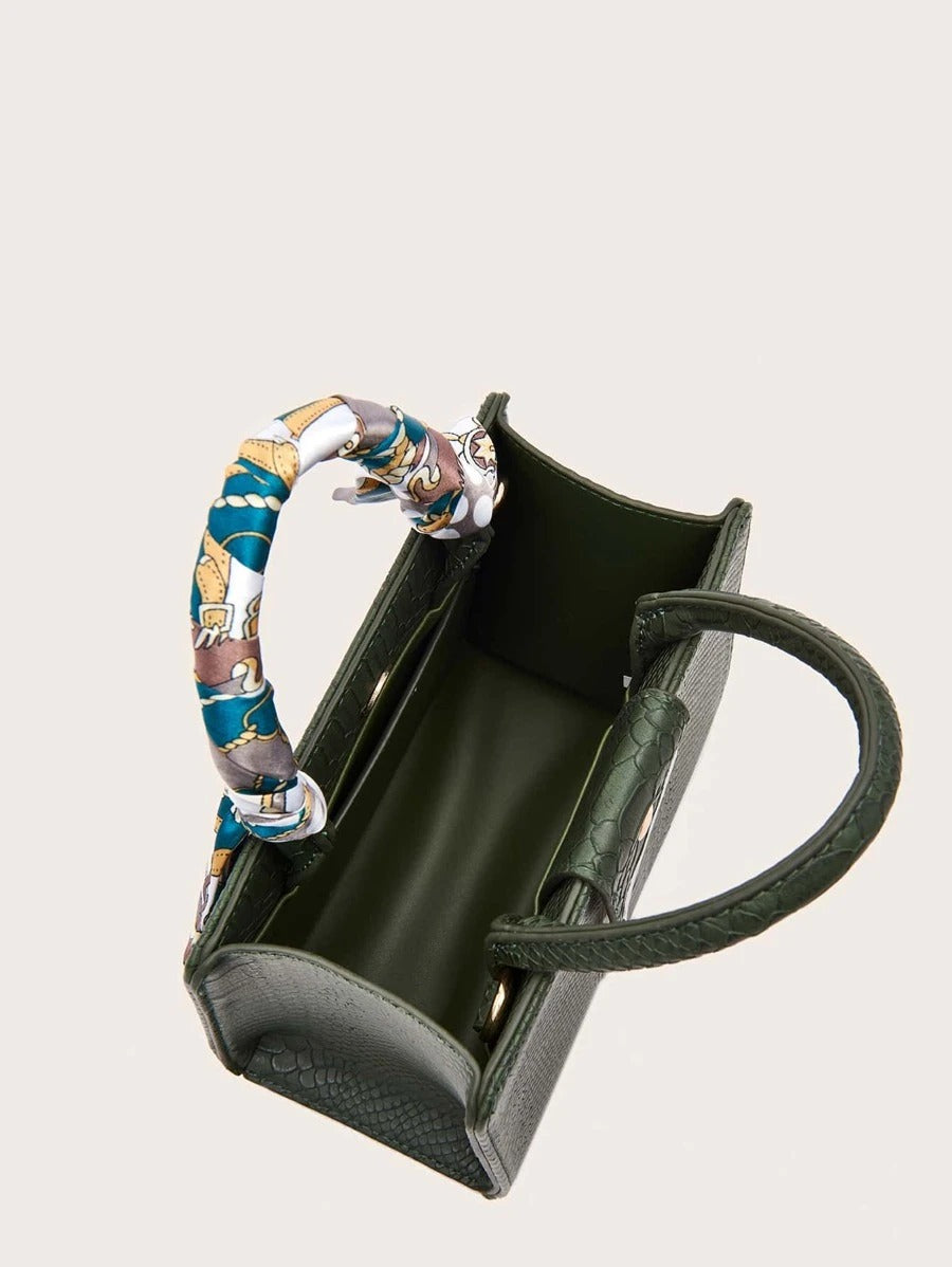 حقيبة كتف جلد بوشاح ملون شنط وحقائب شنط