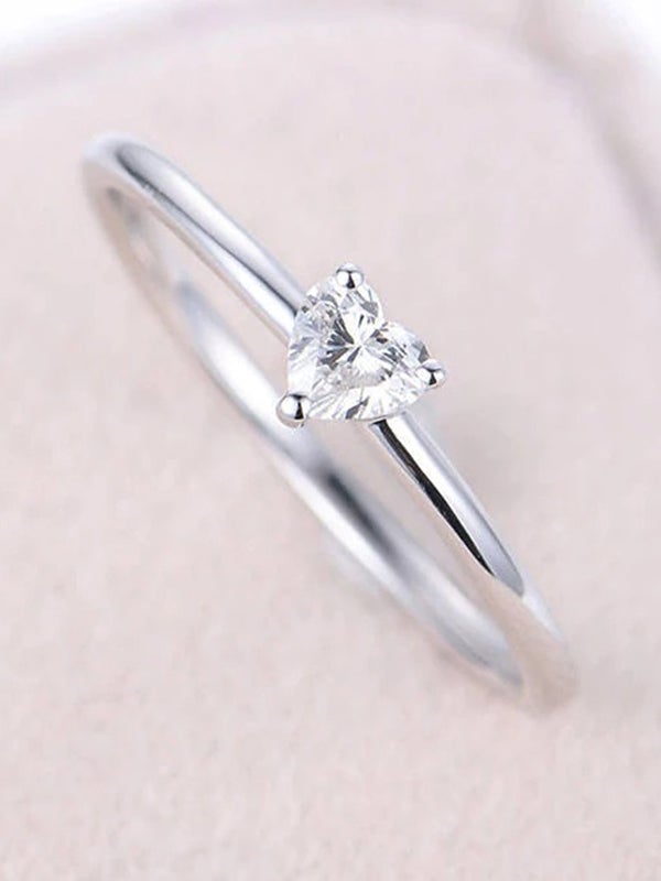 خاتم قلب زركون ناعم خواتم متوفر 1 لون فضي 5