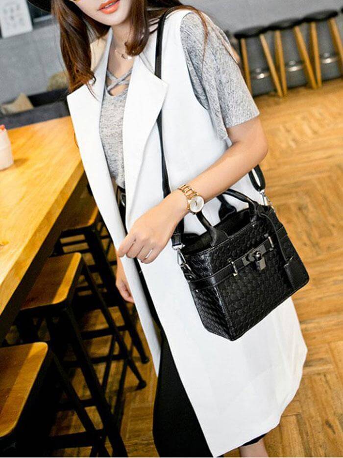 حقيبة يد بحزامين شنط وحقائب متوفر 3 لون اسود