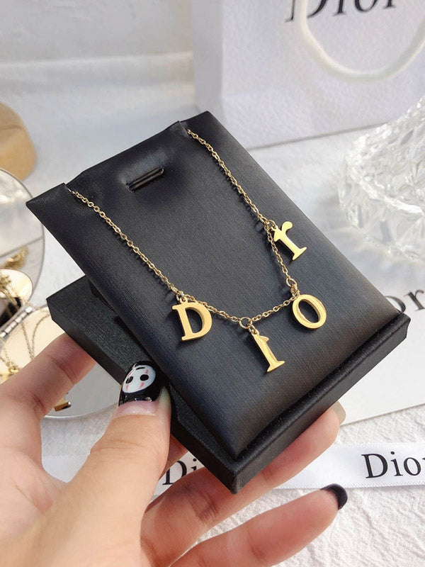 سلسال ديور ذهبي ميتال لوقو سلسال dior