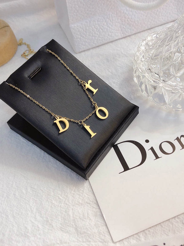 سلسال ديور ذهبي ميتال لوقو سلسال dior