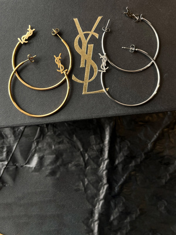 حلق ايف سان لوران مدور كبير حلق ysl