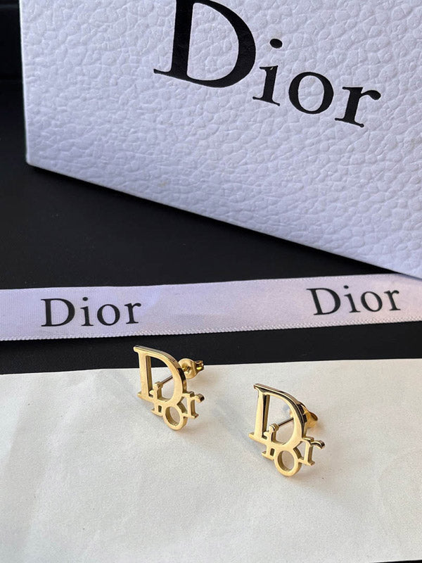 حلق ديور ميتال ذهبي حلق dior