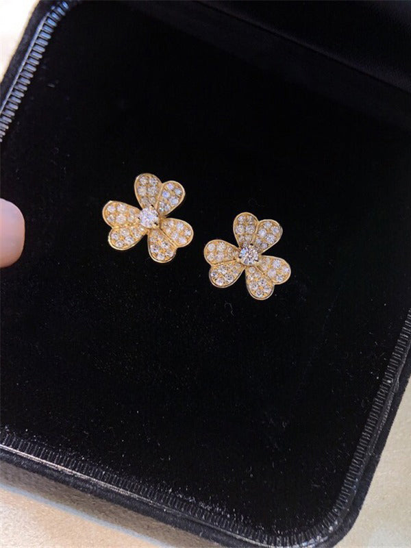 حلق فان كليف صغير زركون فضي حلق van cleef