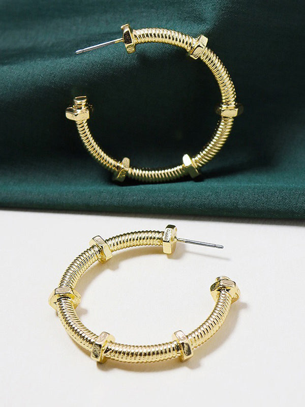 حلق كارتير كبير مدور ستنلس ستيل حلق CARTIER ذهبي