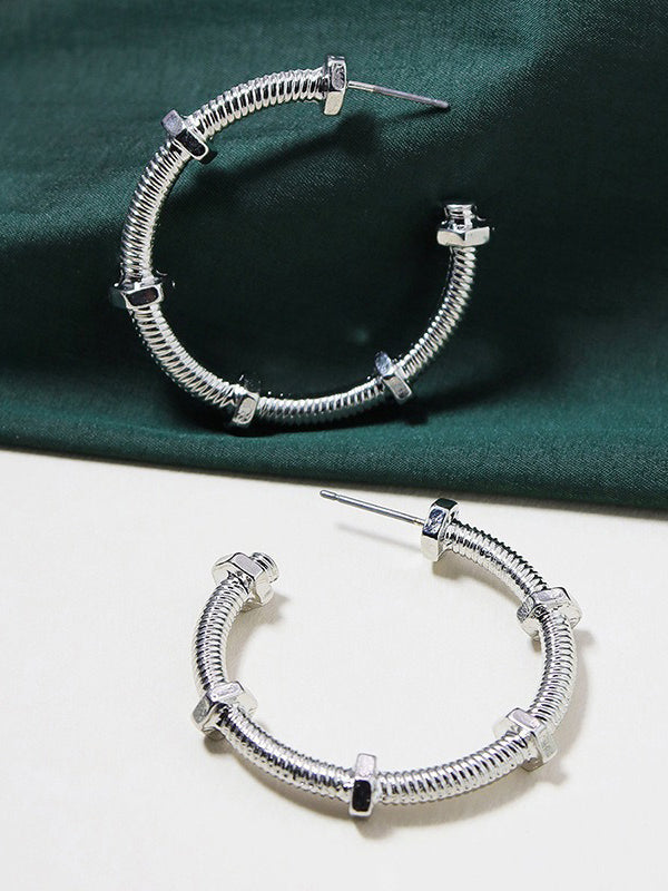 حلق كارتير كبير مدور ستنلس ستيل حلق CARTIER