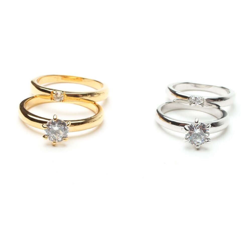 خاتمين توينز فص سوليتير خواتم متوفر 2 لون