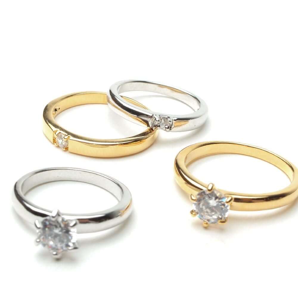 خاتمين توينز فص سوليتير خواتم متوفر 2 لون